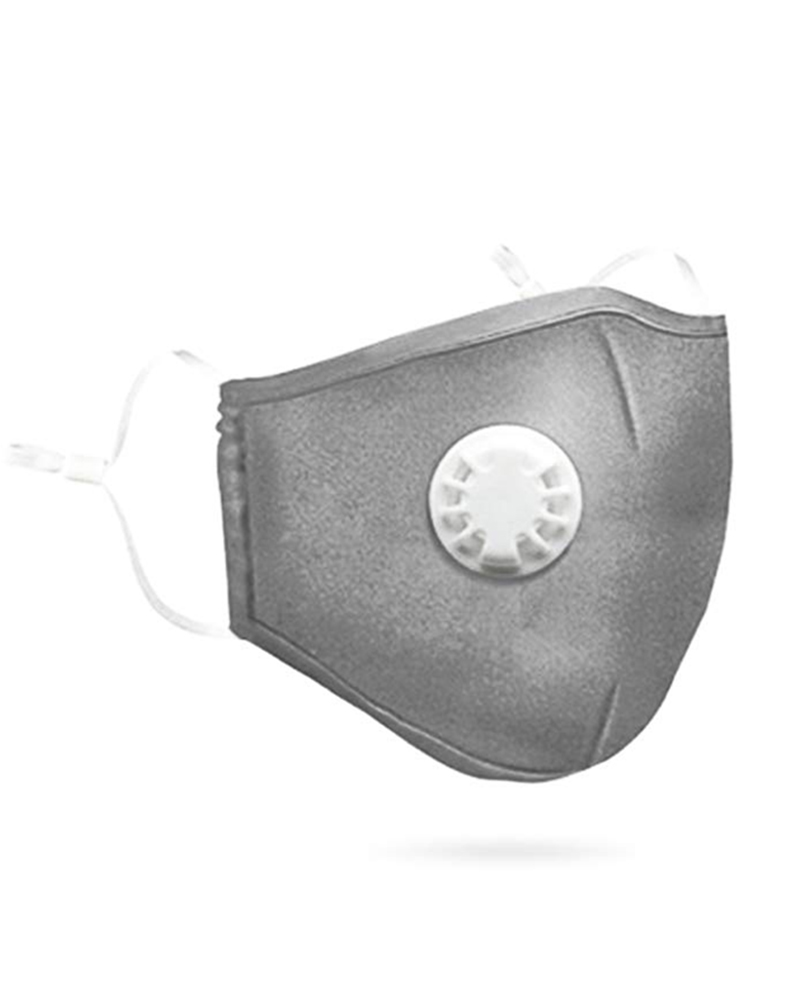 

Cotton Reusable Washable Face Mask With Valve (2 fillters as gift), Gray