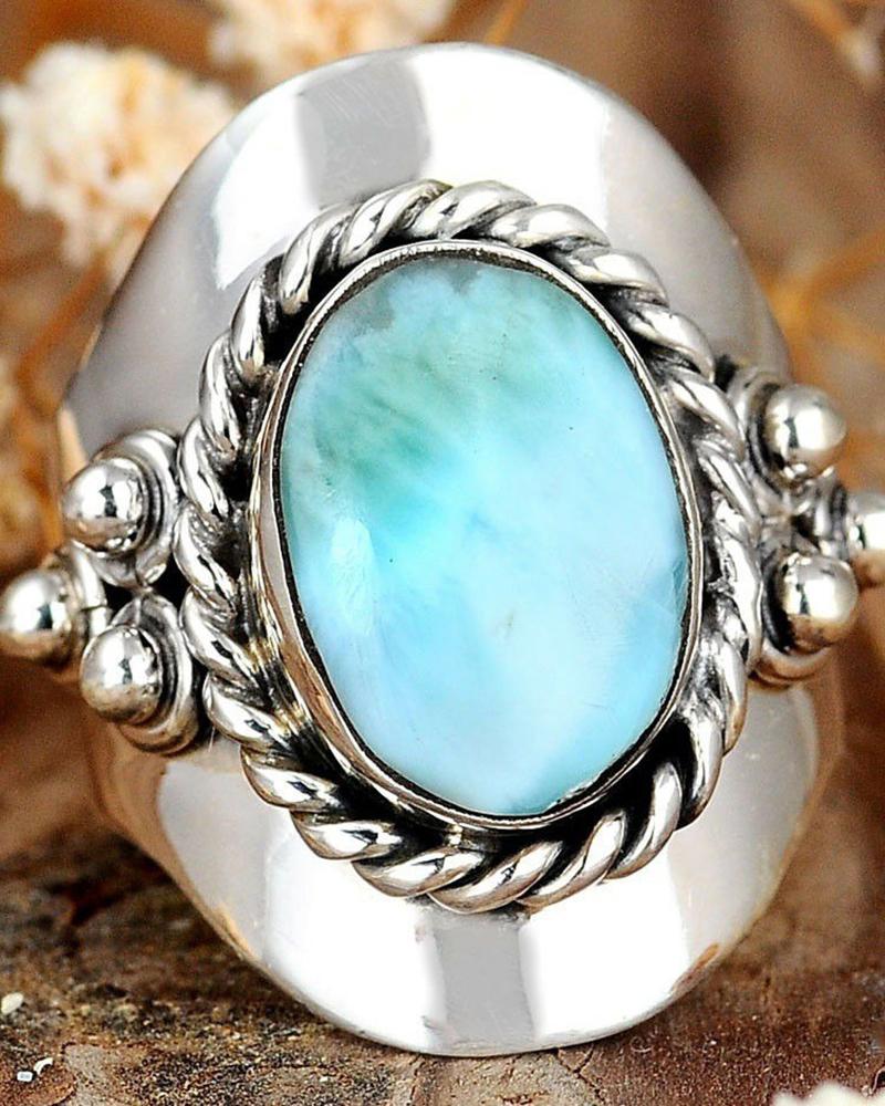 

1pc Oval Gemstone Vintage Ring, Green