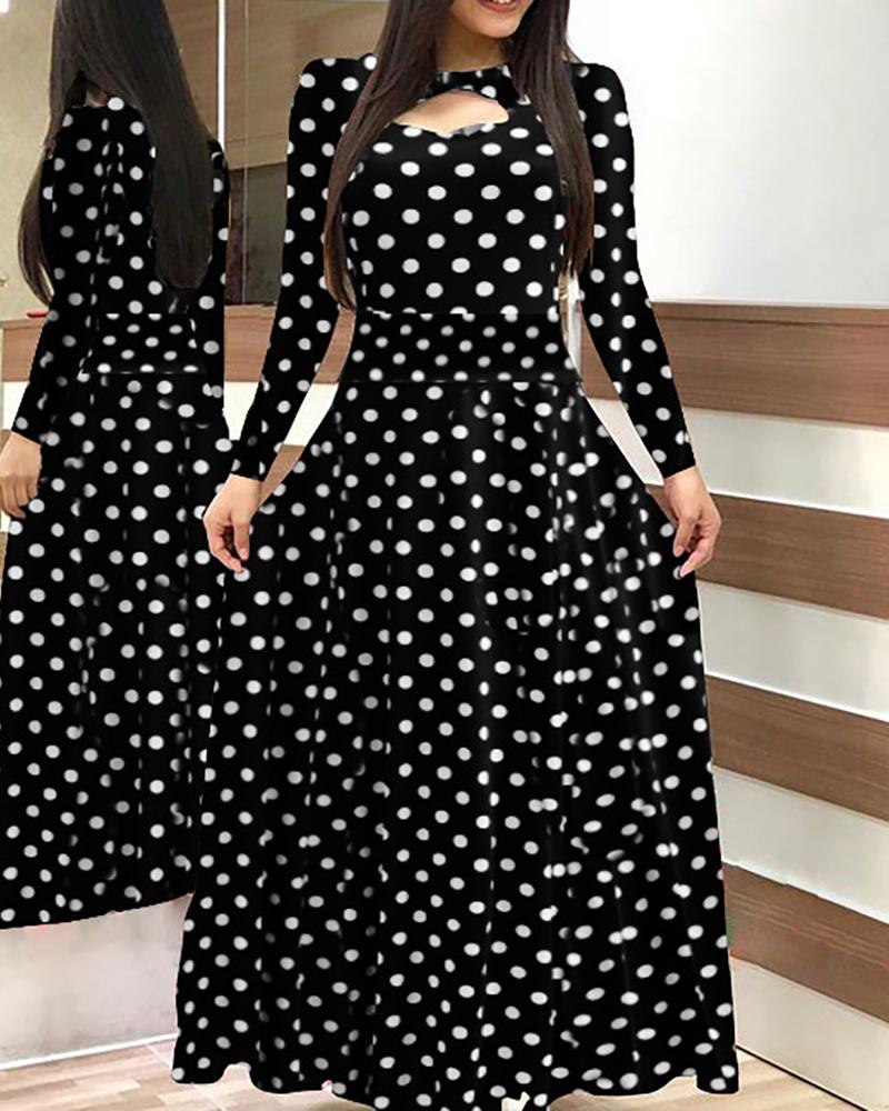 

Long Sleeve Floral Printed Dress, Black