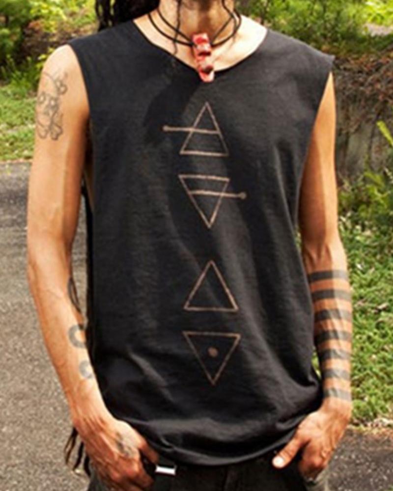

Cartoon Print Sleeveless Tank Top, Black