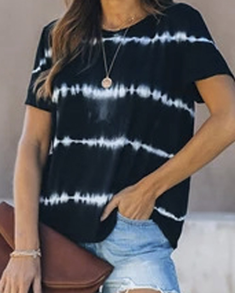 

Tie Dye Short Sleeve Loose T-shirts, Black