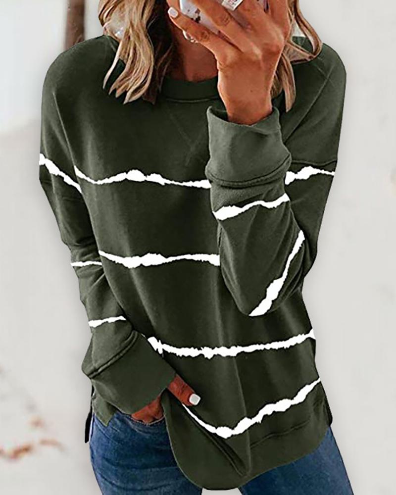 

Tie Dye Print Long Sleeve Casual Sweatshirt, Green