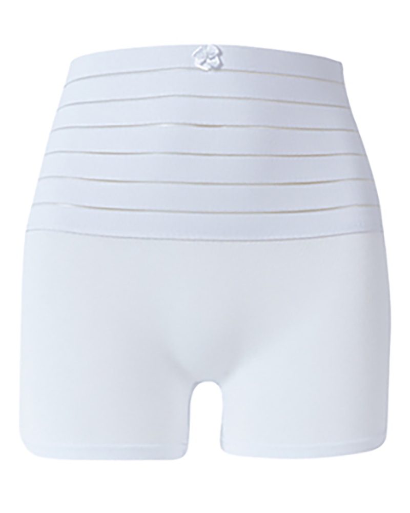 

Seamless High Waist Elastic Panties Bowknot Decor Breathable Safety Shorts, White