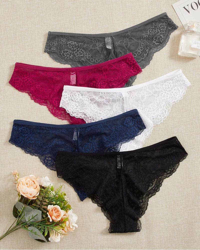 

4PCS Random Color Lace Panty, Multicolor