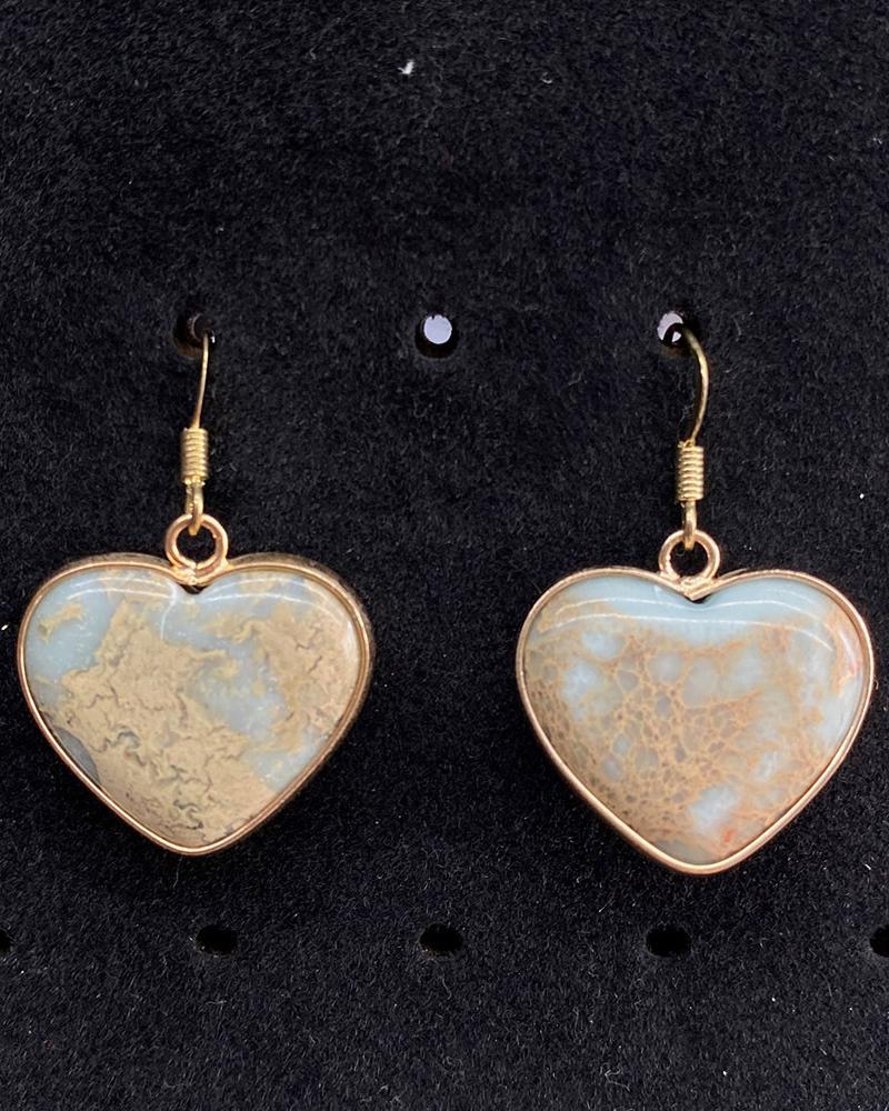 

1Pair Bohemian Natural Stone Heart Shaped Drop Earrings, White