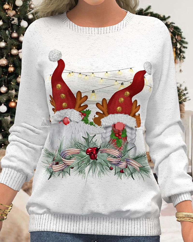 

Christmas Snowman Elk Print Long Sleeve Sweatshirt, Style2