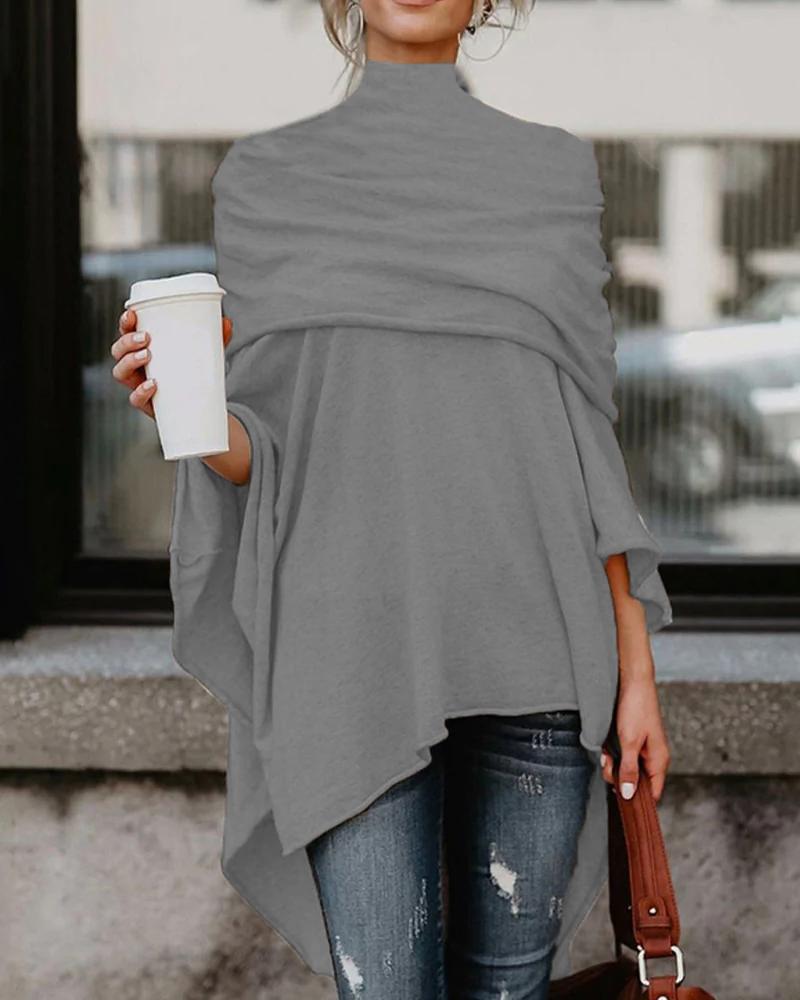 

Asymmetrical High Low Hem Top, Gray