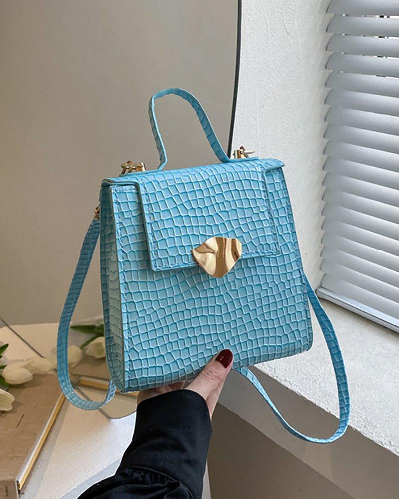 

Crocodile Top Handle Crossbody Bag, Blue