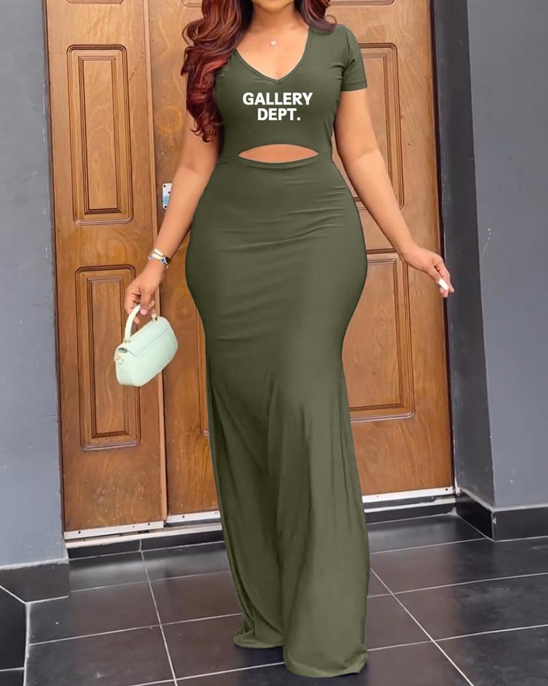 

Gallery Dept Print Cutout V-Neck Maxi Dress, Green