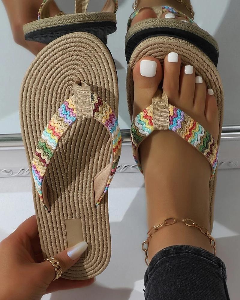 

Colorblock Braided Toe Post Flip Flops, Multicolor