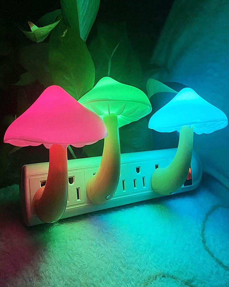 

Plug-in LED Mushroom Night Light Lamp With Dusk to Dawn Sensor LED Bed Wall Light, Multicolor