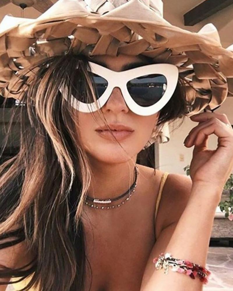 

1Pair Cat Eye Frame Vintage Sunglasses, White