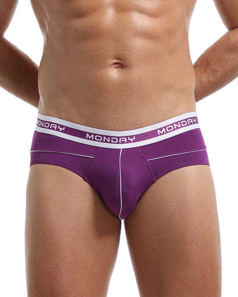 

Letter Banded Patchwork High Elastic Briefs Panties, Purple