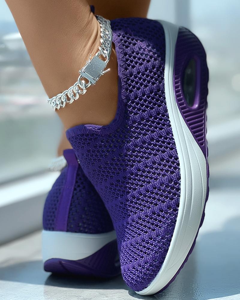 

Hollow Out Knit Sneakers, Purple