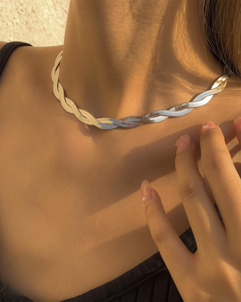 

1pc Hip Hop Punk Chain Necklace, Silver