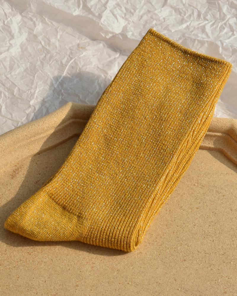 

1Pair Glitter Pastel Thermal Socks, Yellow