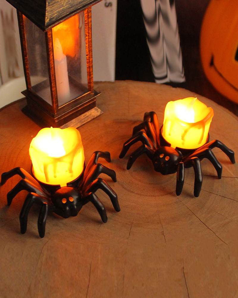12pcs Halloween Decorations Battery Operated Spider Tealights Set