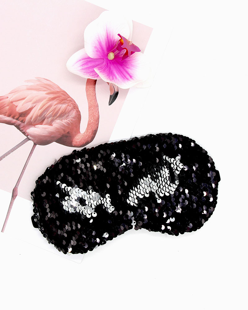 

Allover Sequins Sleeping Eye Mask Cover, Black