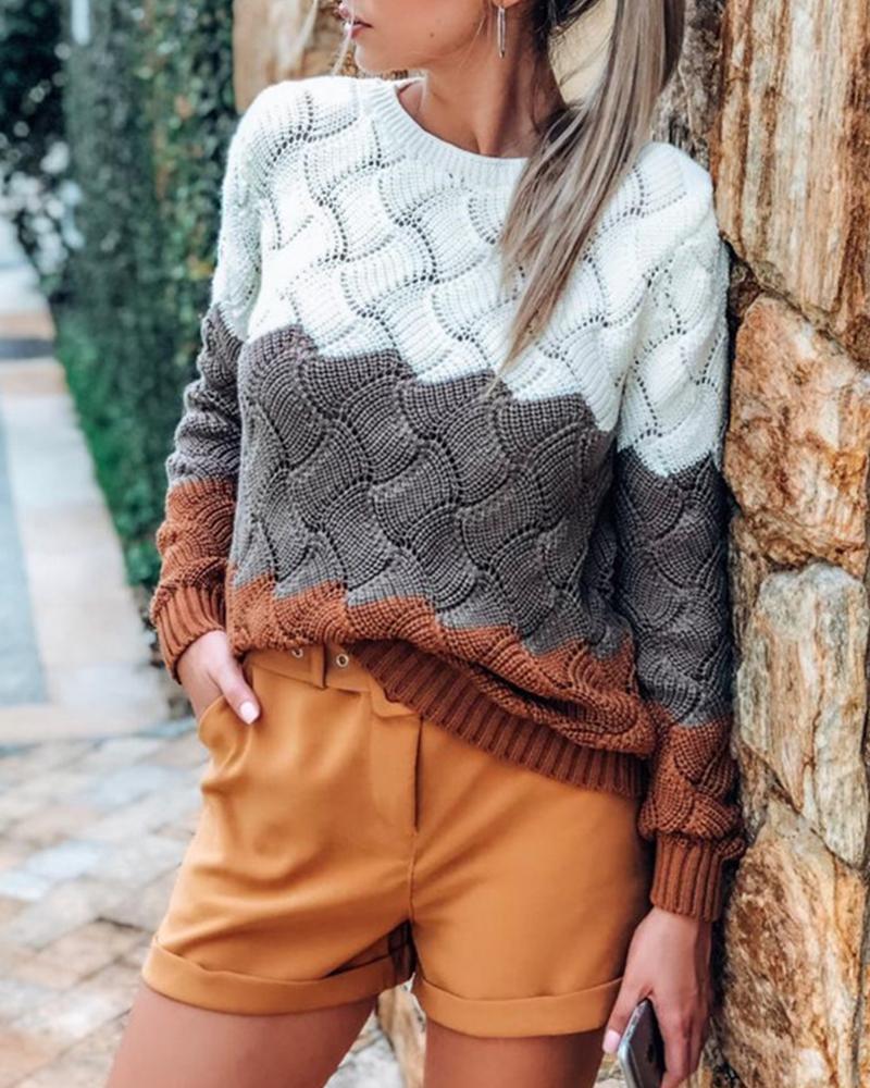 

Comfy Colorblock Winter Wear Sweater, Coffee