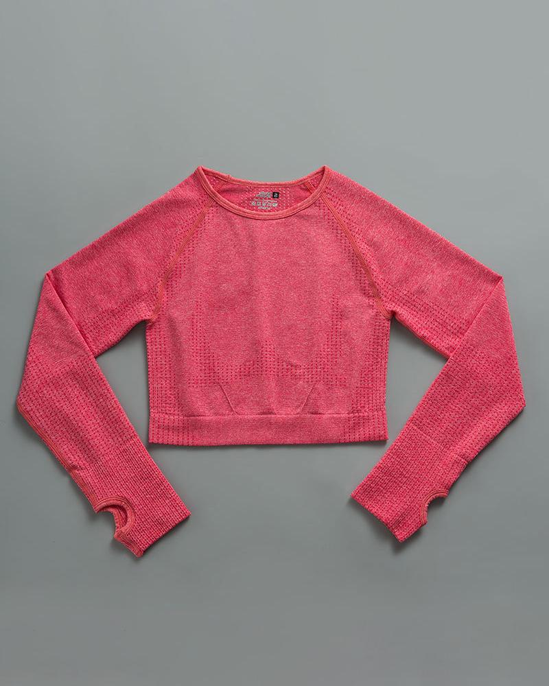 

Plain Long Sleeve Round Neck Skinny Active Tops, Orange