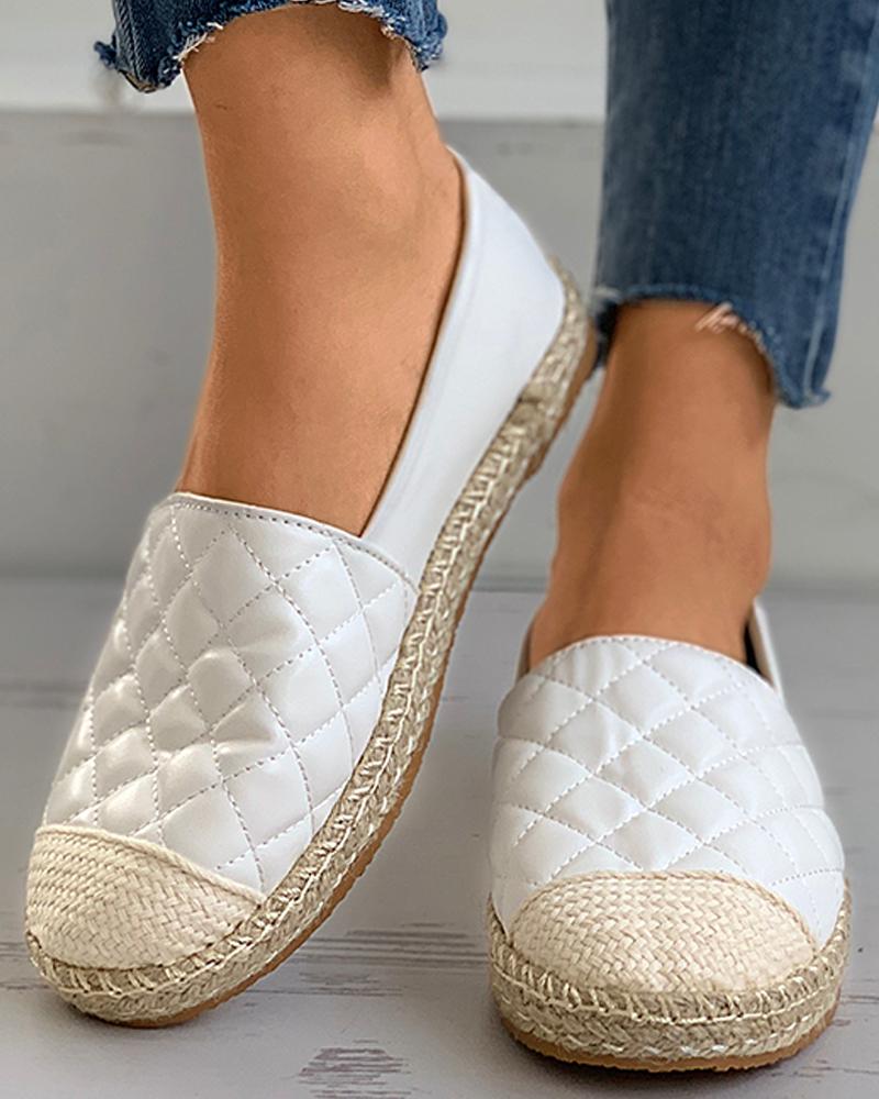 

Quilted Woven Flax Casual Shoes, White