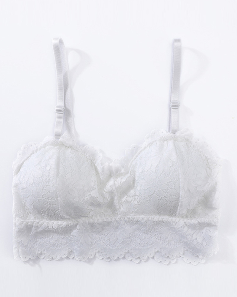 

Lace Vest Crop Wireless Underwear Bralette Top, White