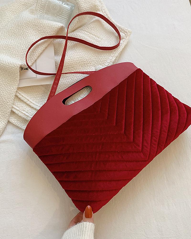 

Velvet Tote Bag With Shoulder, Red