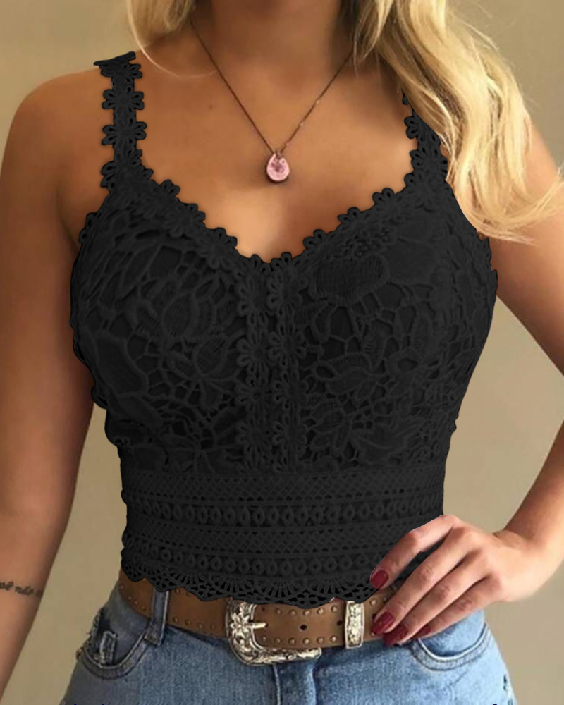 

Floral Pattern Shirred Cami Top, Black