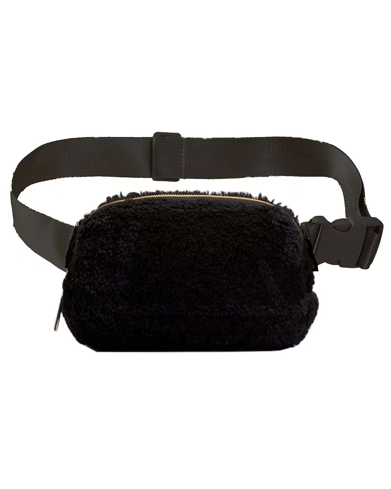 

Women's Sherpa Fanny Pack Personalized Monogram Crossbody Belt Bag, Black