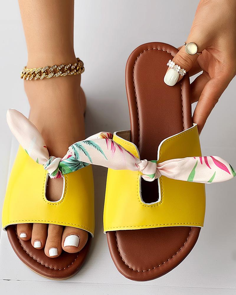

Bowknot Design Hollow Out Slippers Beach Sandals, Yellow