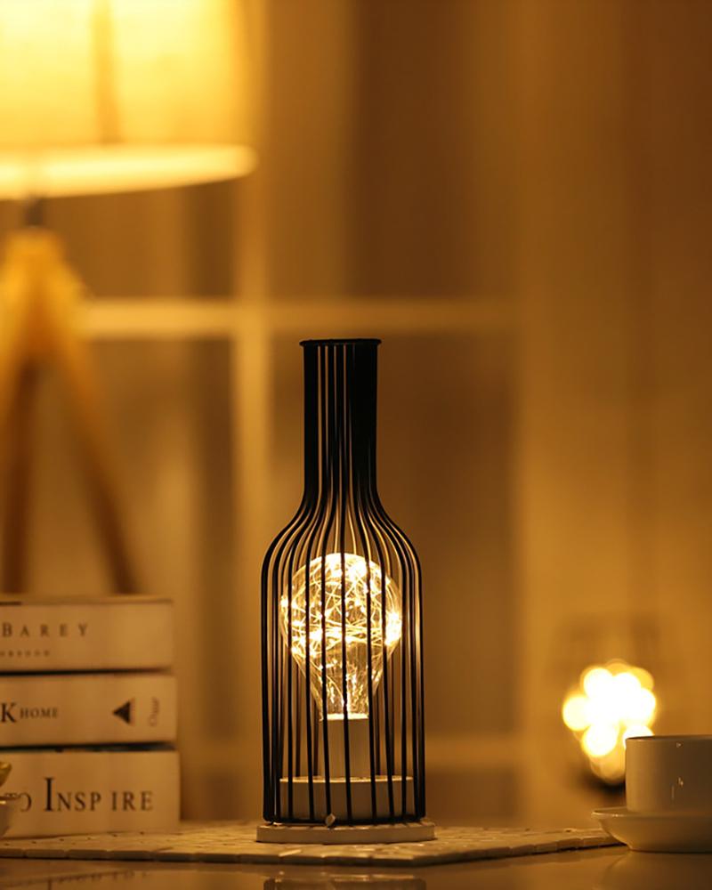 

Iron Night Light Vintage Table Lamp Wire Basket Cage Ornament Light For Bedside Desk Modern Decorative, Style2