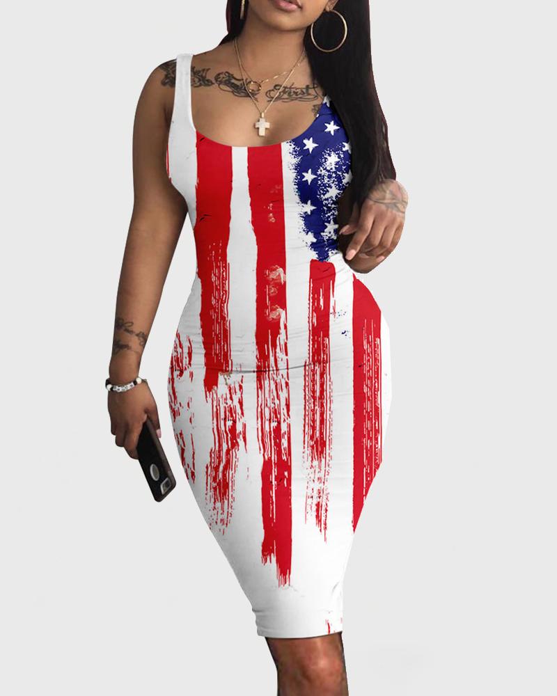 

Independence Day Print Sling Slinky Maxi Dress, Style5