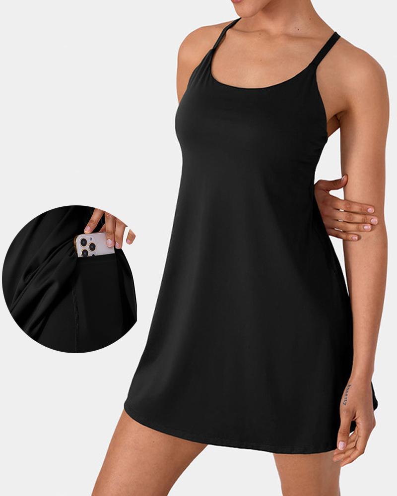 

Quick Dry Padded Pocket Design Tennis Golf Skorts, Black