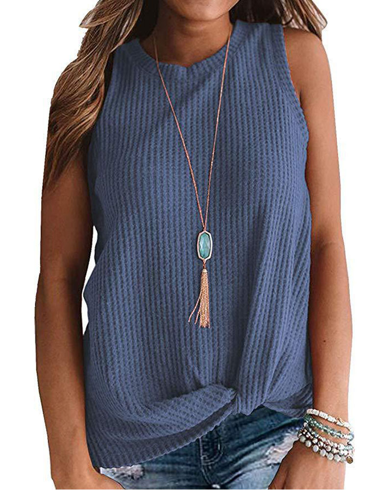 

Twist Design Casual Tank Top, Blue