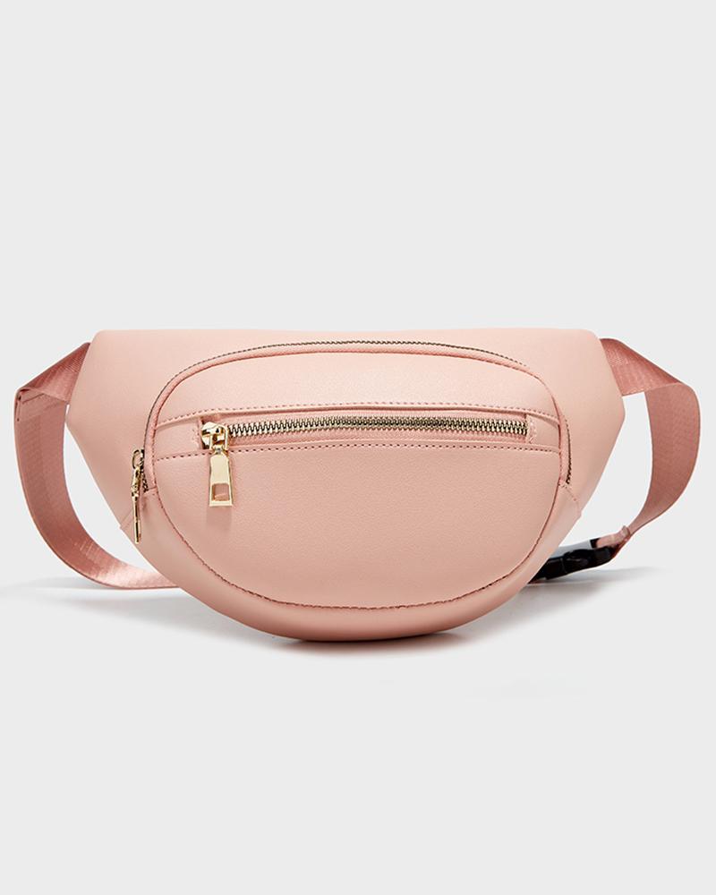 

Zipper Design Coin Phone Crossbody Bag, Pink