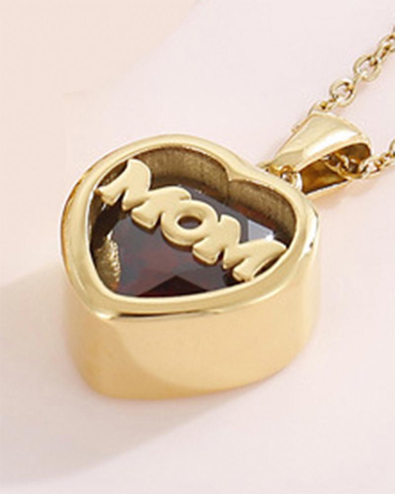 

Mother's Day Letter Heart Pendant Rhinestone Decor Necklace, Style4