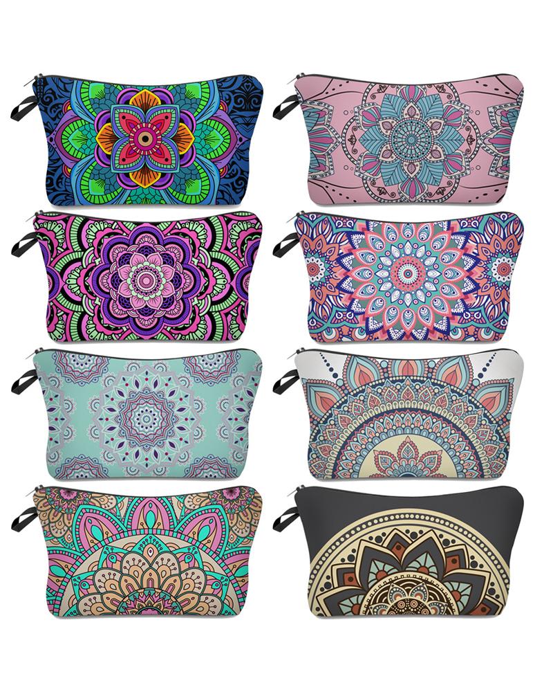 

Mandala Print Makeup Bag Portable Cosmetic Beauty Travel Pouch Multifunctional Case Toiletry Organizer, Style1