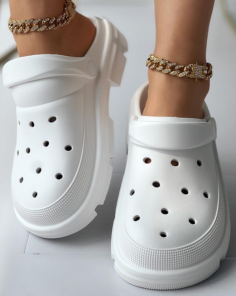 

Hollow Out EVA Soft Clog Slippers, White