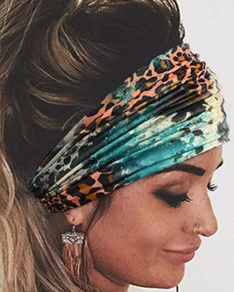 

Leopard Tie Dye Yoga Sports Headband, Green