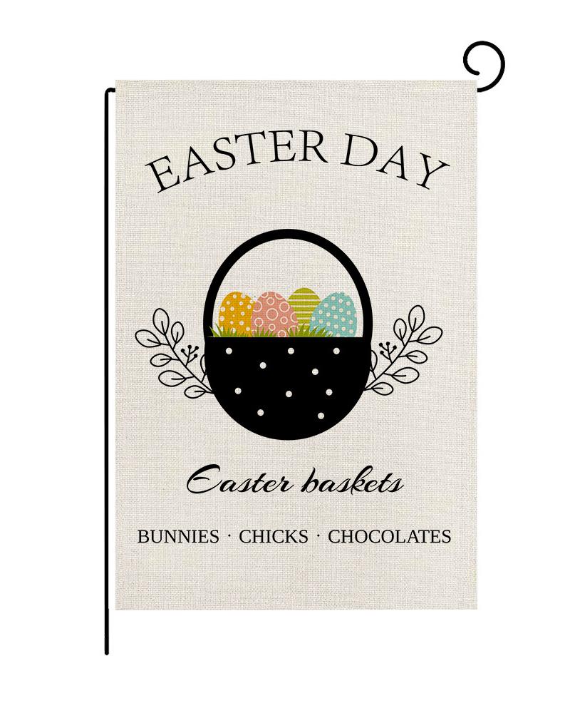 

1pc Easter Graphic Letter Print Garden Flag Outdoor Decoration, White