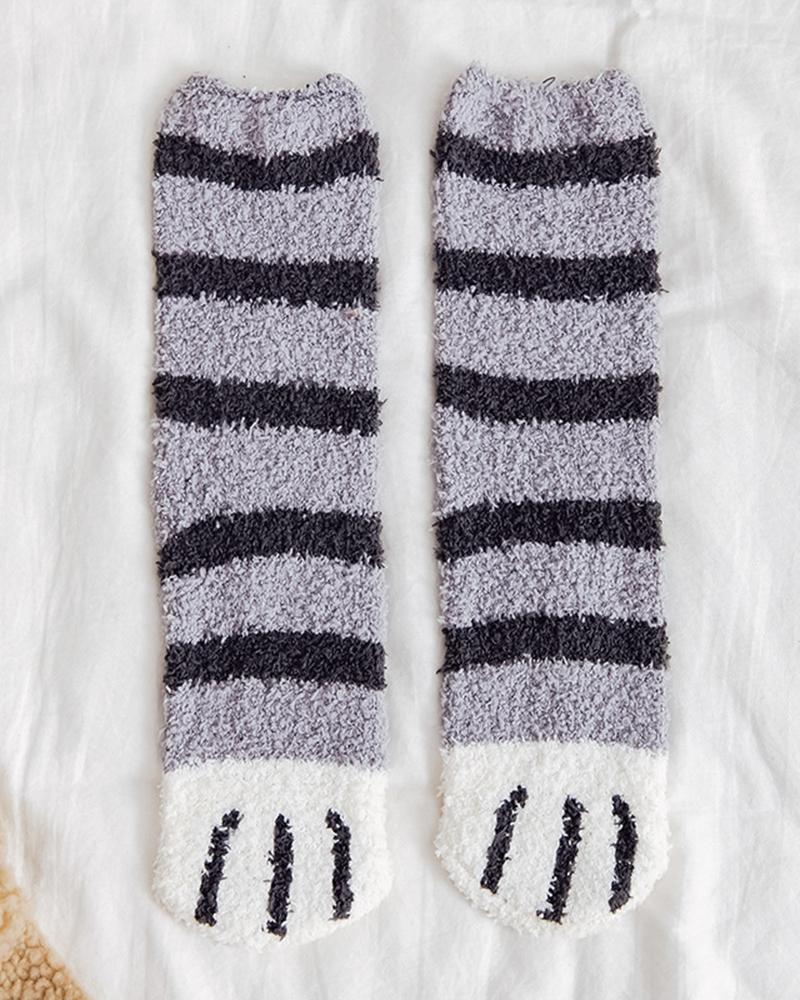 

1Pair Christmas Animal Stripe Fuzzy Socks, Style4