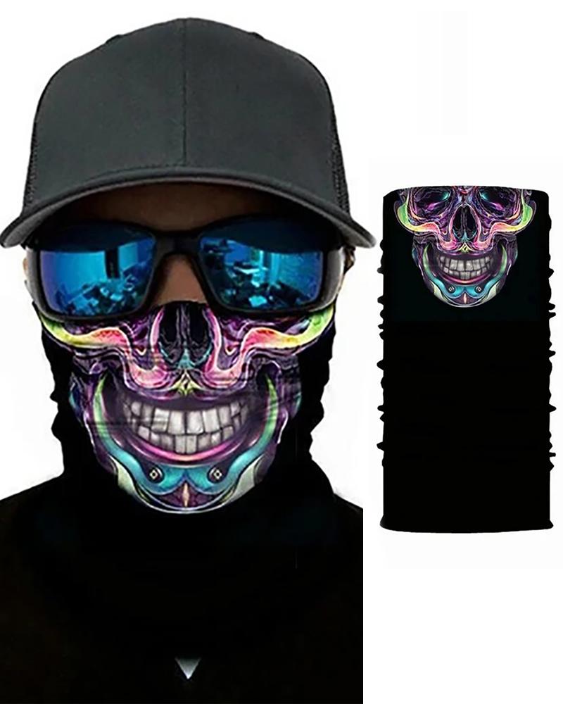 

Skull Print Breathable Face Bandana Magic Scarf Headwrap Balaclava, Purple