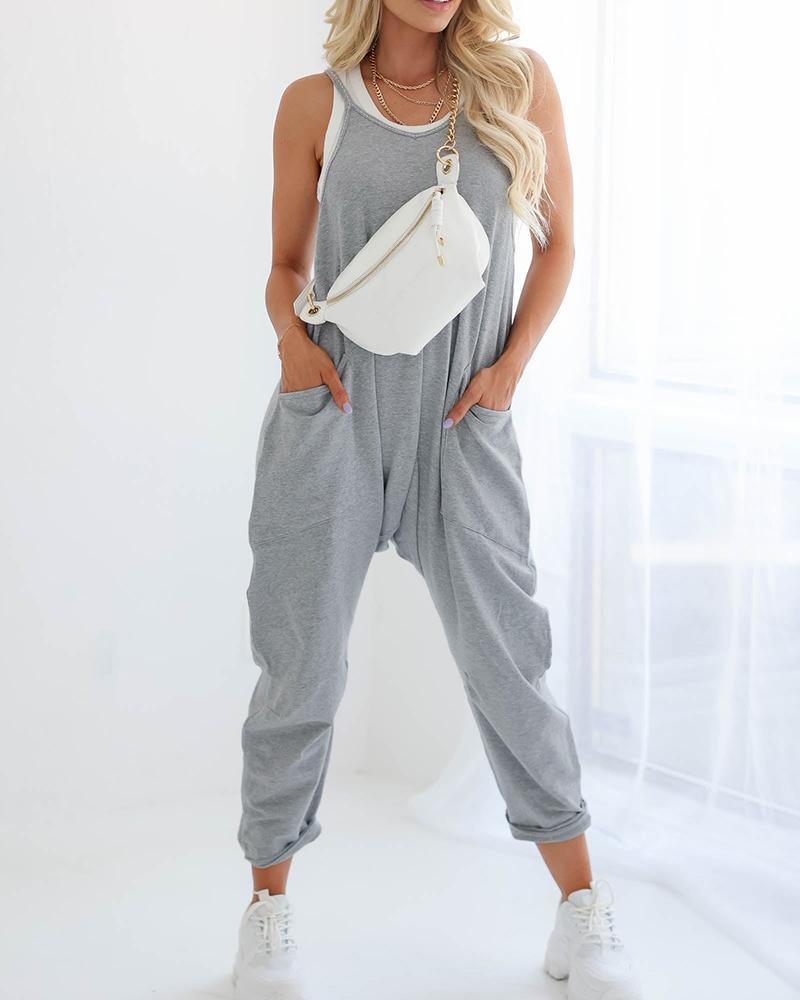 

Pocket Design Casual Harlan Jumpsuit, Light gray