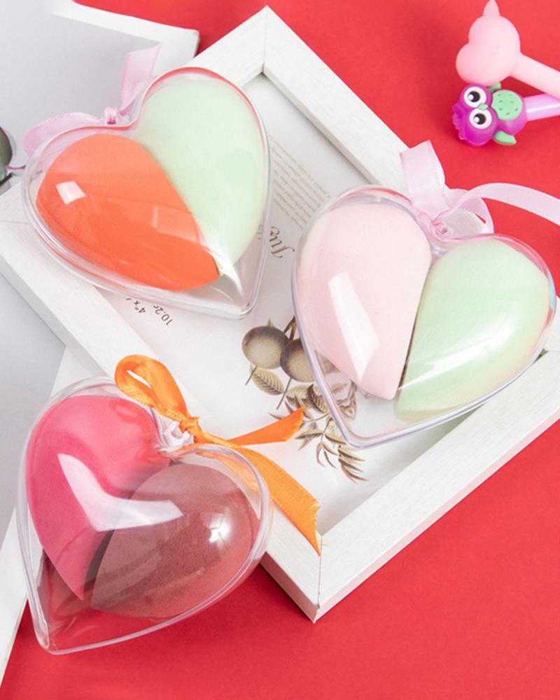 

2PCS/Set Heart Pattern Flat-Ended Makeup Sponge(Colors Sent Randomly), Style1