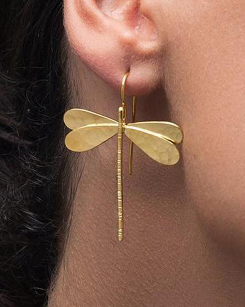

1Pair Dragonfly Shaped Drop Earrings, Gold