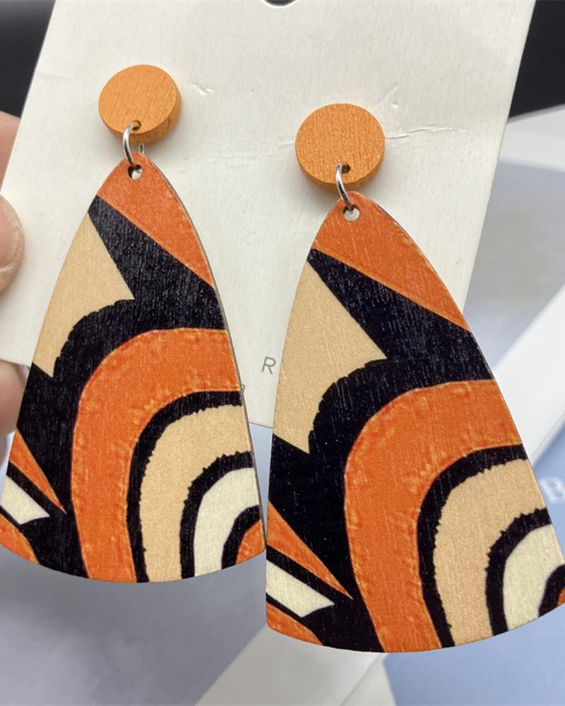 

1Pair Geometric Triangle Shaped Drop Earrings, Orange