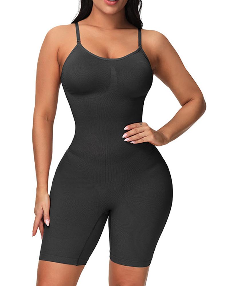

Solid Color Skinny Sling Bustiers Rompers, Black