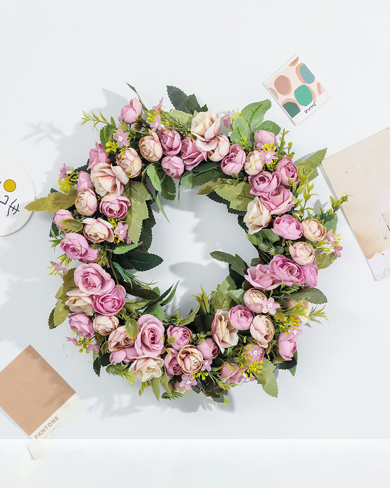 

Rose Flower Wreath Garland Wreath Handmade Home Decoration For Wedding Christmas Party, Purple