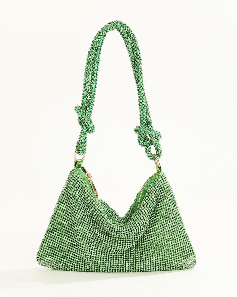 

Sparkling Rhinestone Decor Evening Bag, Green