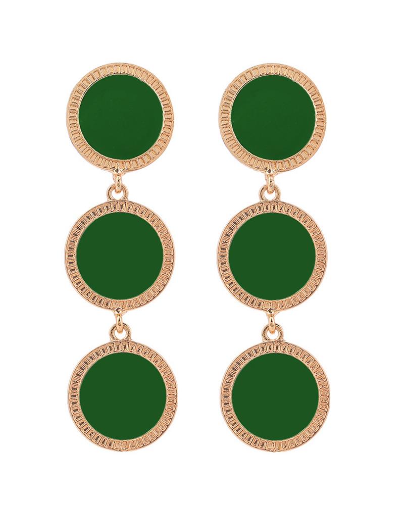 

Geometric Layered Drop Earrings, Green